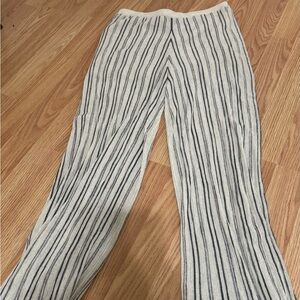 Zara Beige and Gray Striped Pants